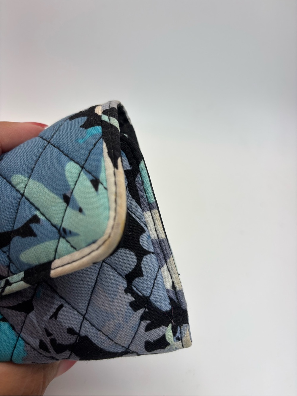 Vera Bradley Quilted Floral Fold-Over Wallet in Blue and Aqua - Picture 8 of 8